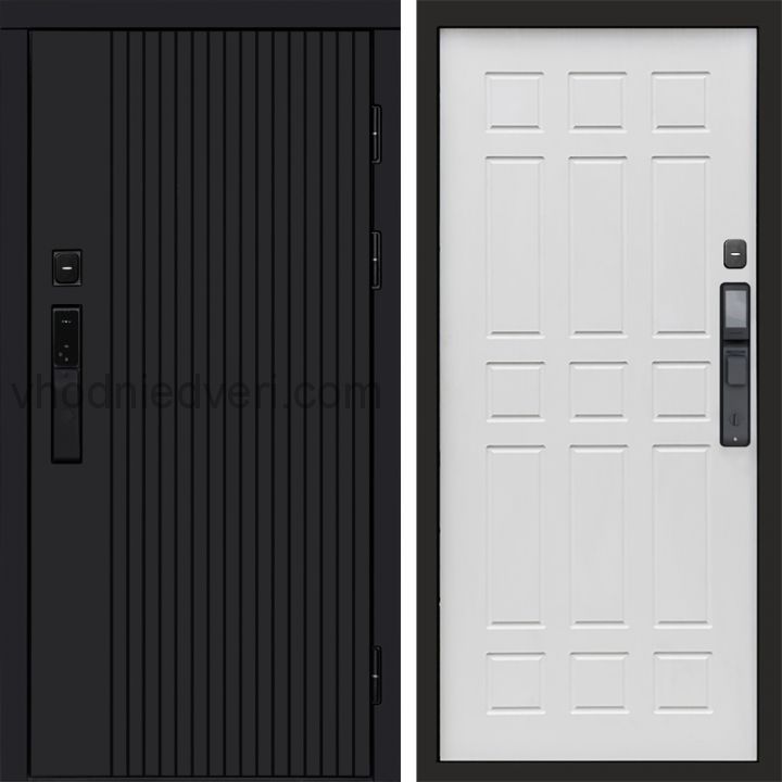 Входная дверь Termo-door ТВИСТ BLACK с электрозамком - Спарта Белое дерево