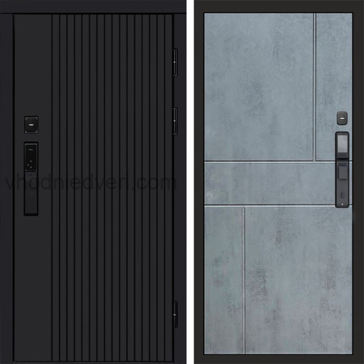 Входная дверь Termo-door ТВИСТ BLACK с электрозамком - Горизонт Бетон темный