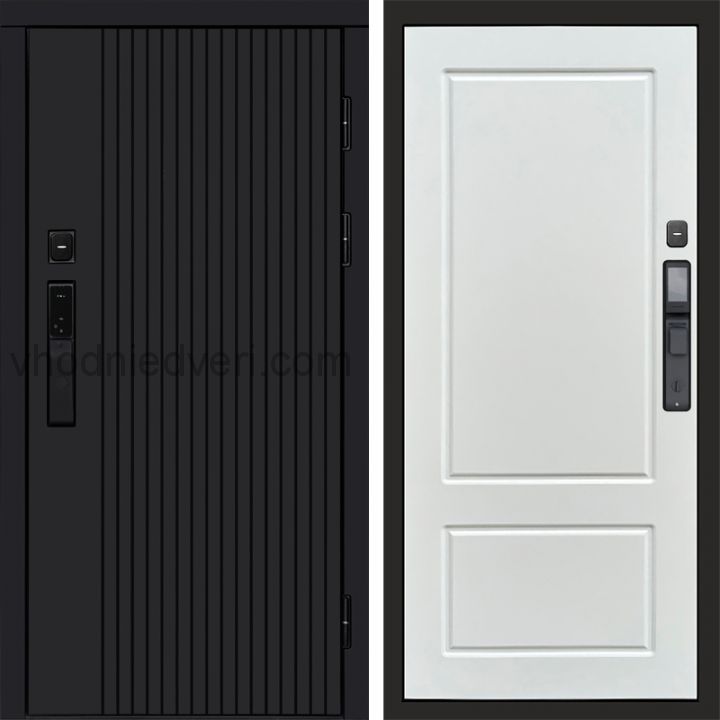 Входная дверь Termo-door ТВИСТ BLACK с электрозамком - Марсель Белый софт