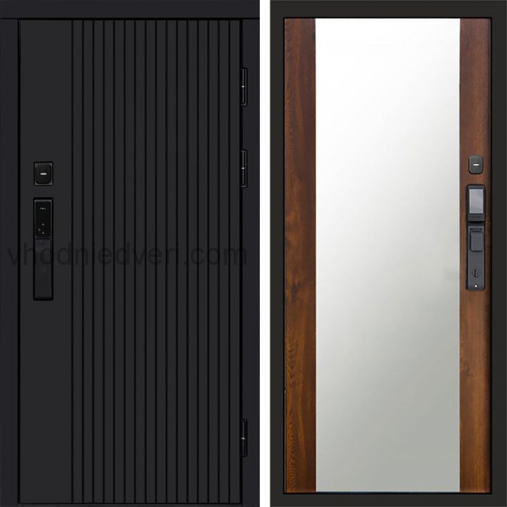 Входная дверь Termo-door ТВИСТ BLACK с электрозамком - Зеркало Дуб