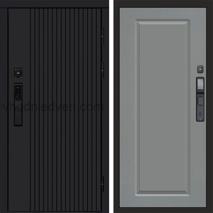 Входная дверь Termo-door ТВИСТ BLACK с электрозамком - Гранд Грей софт