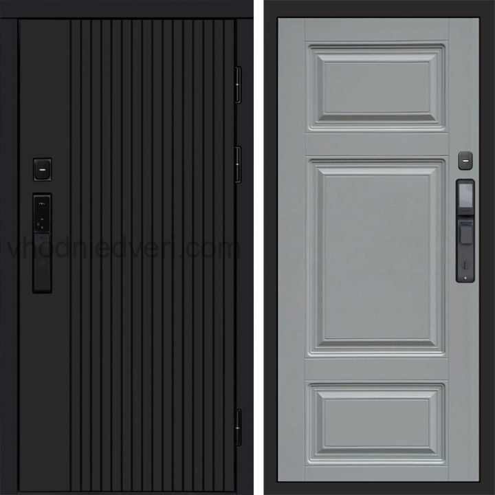 Входная дверь Termo-door ТВИСТ BLACK с электрозамком - Лион Грей софт