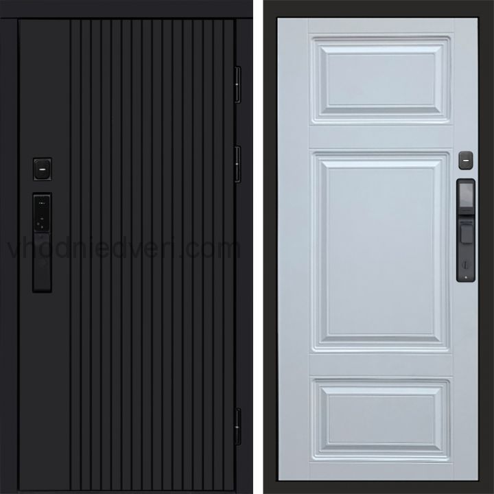 Входная дверь Termo-door ТВИСТ BLACK с электрозамком - Лион Белый софт