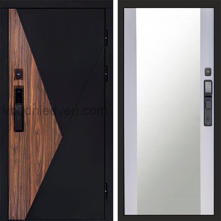 Входная дверь Termo-door МАТРИКС с электрозамком - Зеркало Белый софт