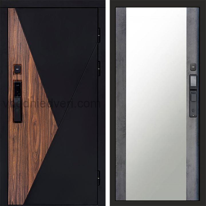 Входная дверь Termo-door МАТРИКС с электрозамком - Зеркало Бетон темный