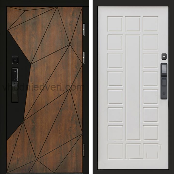 Входная дверь Termo-door ГЕОМЕТРИЯ с электрозамком - Престиж Бежевый матовый