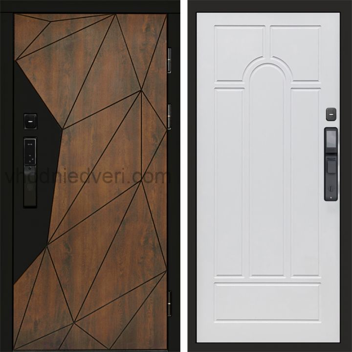 Входная дверь Termo-door ГЕОМЕТРИЯ с электрозамком - Арка Белое дерево