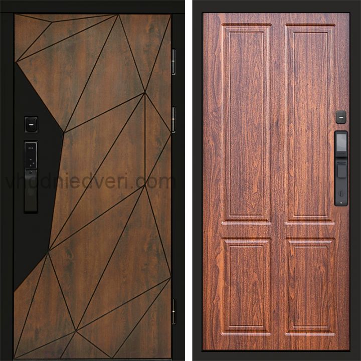 Входная дверь Termo-door ГЕОМЕТРИЯ с электрозамком - Орех стандарт