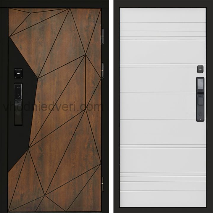 Входная дверь Termo-door ГЕОМЕТРИЯ с электрозамком - White line