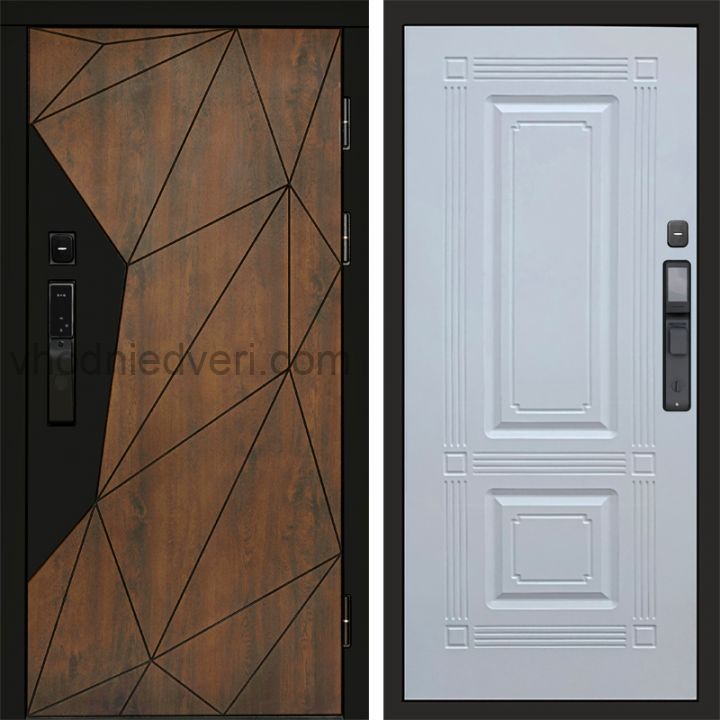 Входная дверь Termo-door ГЕОМЕТРИЯ с электрозамком - Мадрид Белый софт