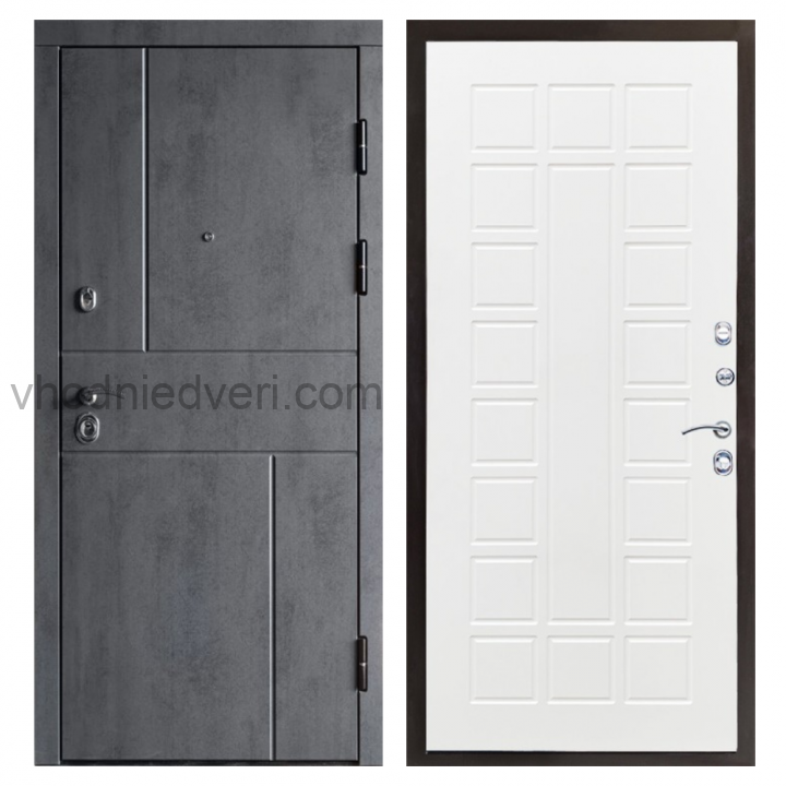Входная дверь Termo-door Вертикаль Бетон - Престиж Белое дерево