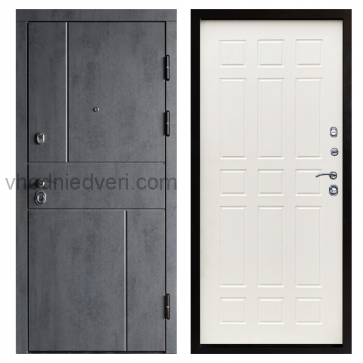 Входная дверь Termo-door Вертикаль Бетон - Спарта Белое дерево