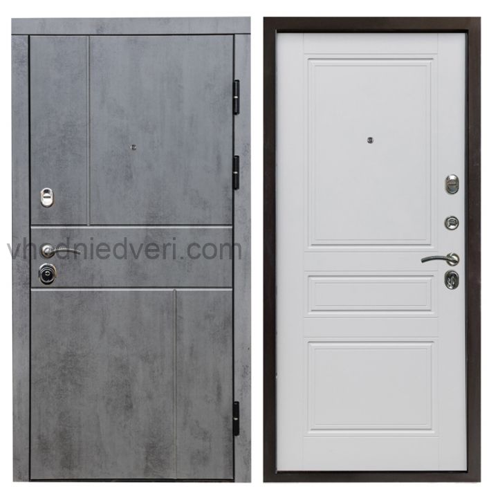 Входная дверь Termo-door Вертикаль Бетон - Классик Белый софт