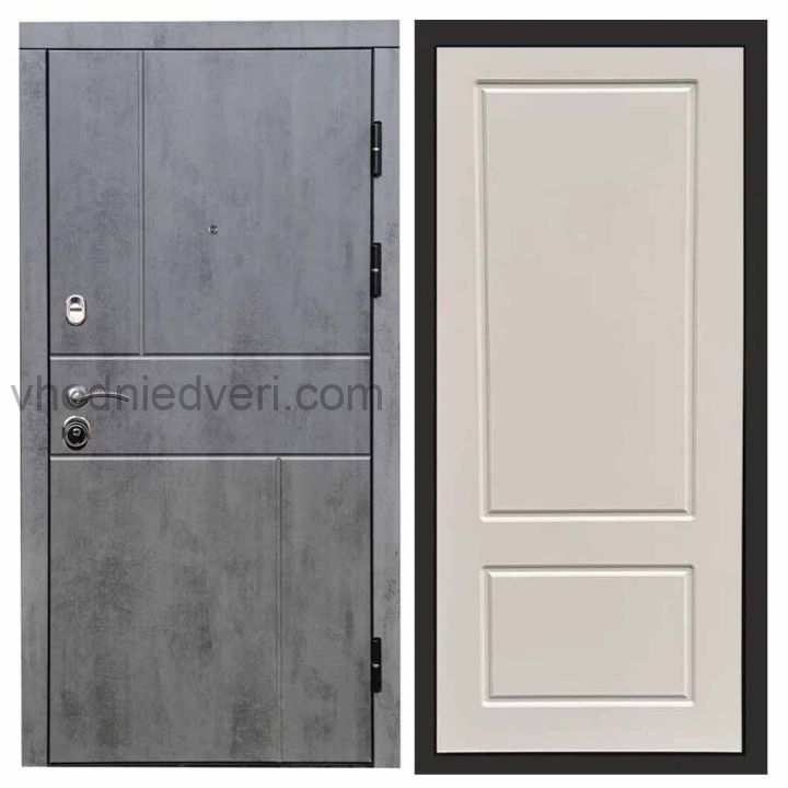 Входная дверь Termo-door Вертикаль Бетон - Марсель Слоновая кость