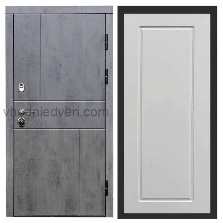 Входная дверь Termo-door Вертикаль Бетон - Гранд Белый софт