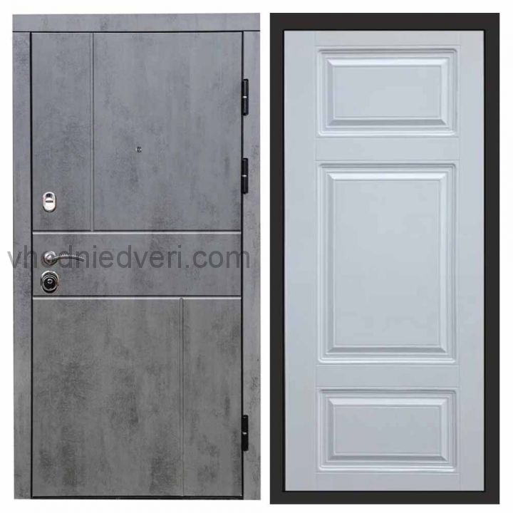 Входная дверь Termo-door Вертикаль Бетон - Лион Белый софт