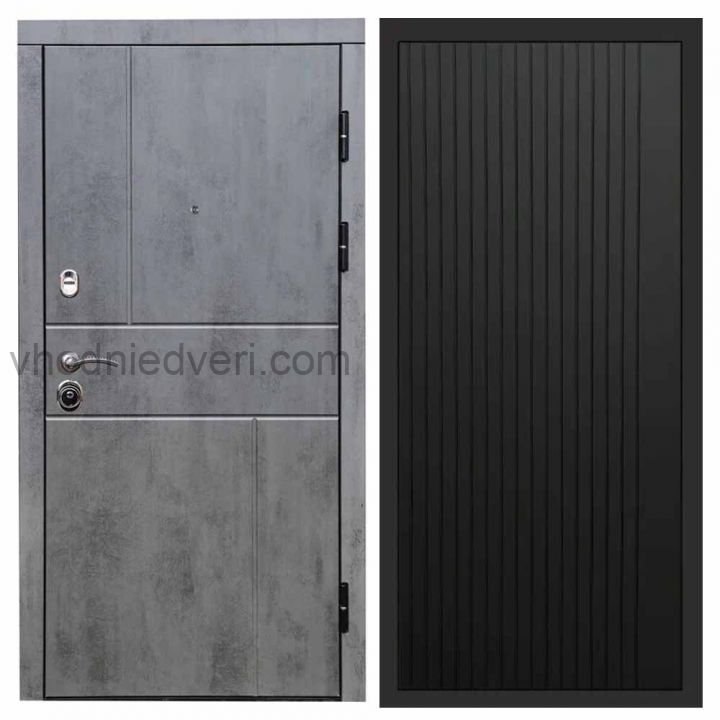 Входная дверь Termo-door Вертикаль Бетон - FLAT Черный кварц