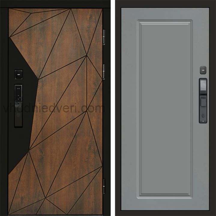 Входная дверь Termo-door ГЕОМЕТРИЯ с электрозамком - Гранд Грей софт