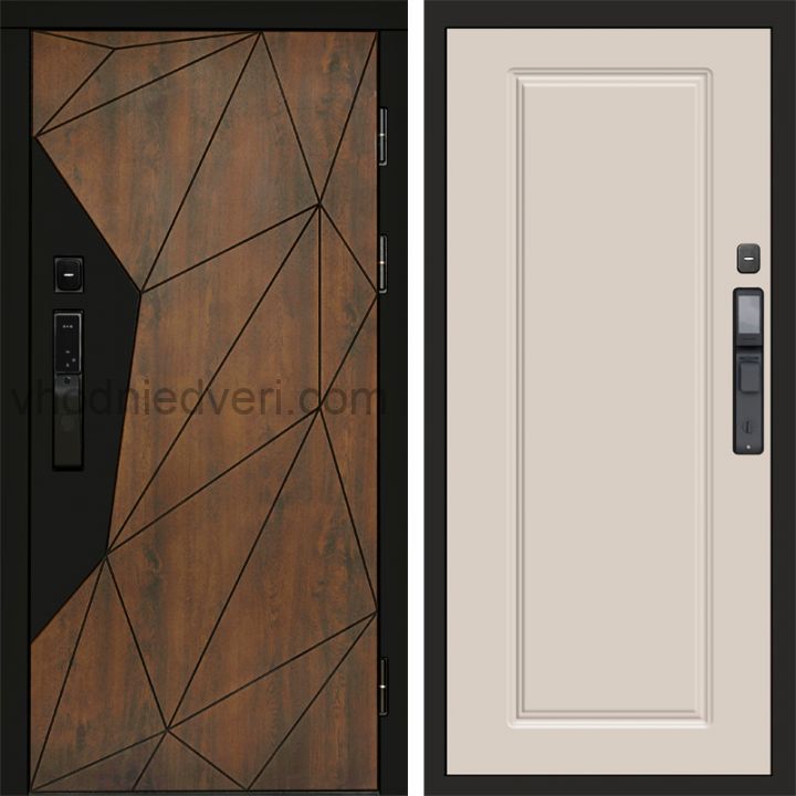 Входная дверь Termo-door ГЕОМЕТРИЯ с электрозамком - Гранд Слоновая кость