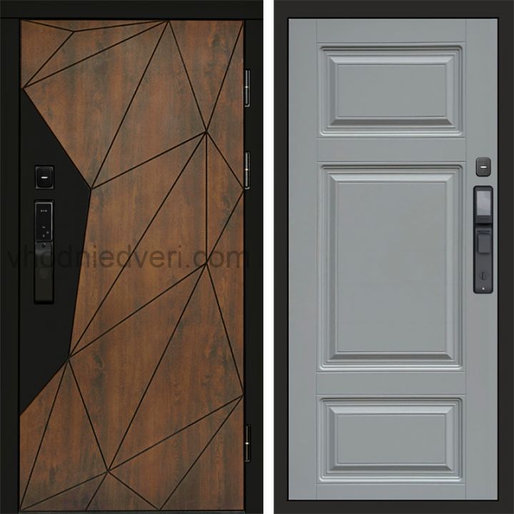 Входная дверь Termo-door ГЕОМЕТРИЯ с электрозамком - Лион Грей софт
