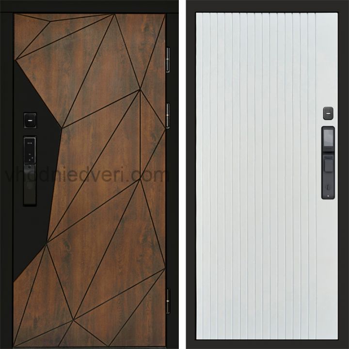 Входная дверь Termo-door ГЕОМЕТРИЯ с электрозамком - Flat Белый софт