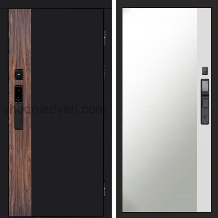 Входная дверь Termo-door ТОР с электрозамком - Широкое зеркало фацет Белый софт