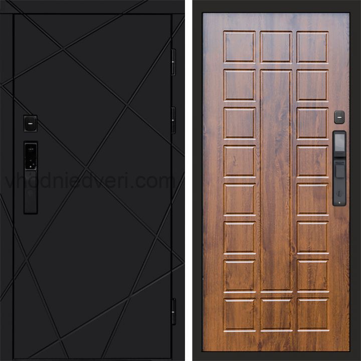 Входная дверь Termo-door ЛУЧИ BLACK с электрозамком - Престиж Дуб
