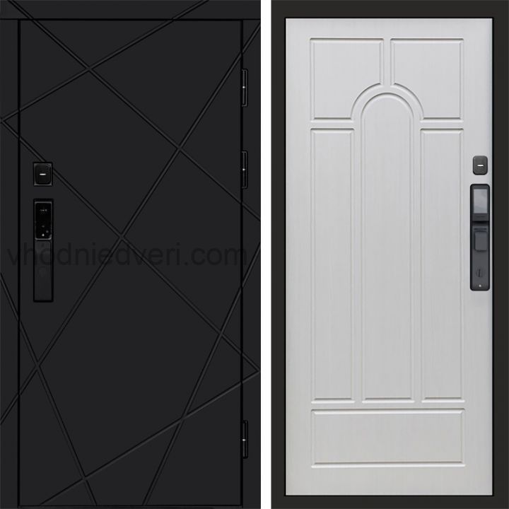 Входная дверь Termo-door ЛУЧИ BLACK с электрозамком - Арка Лиственница