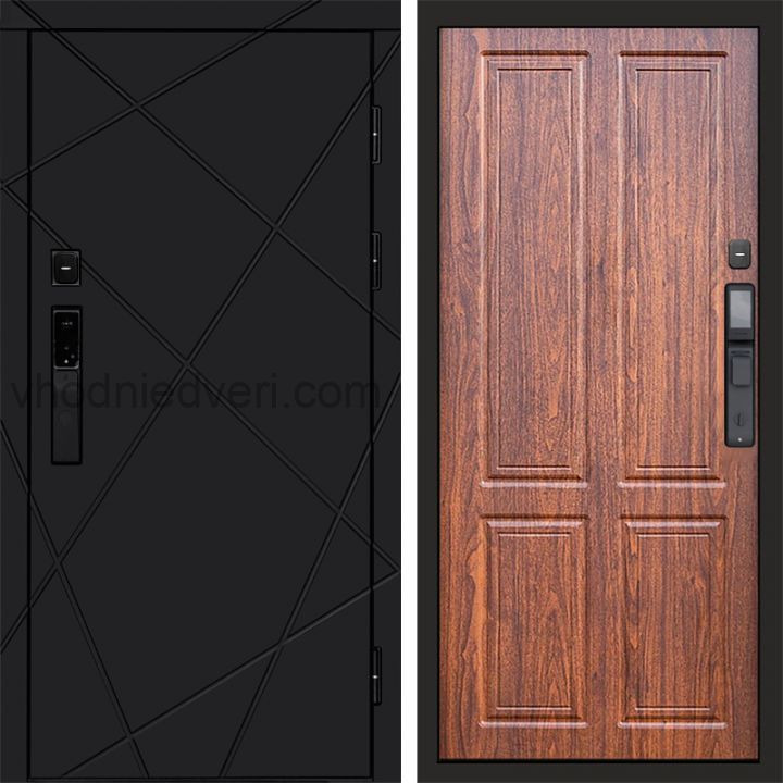 Входная дверь Termo-door ЛУЧИ BLACK с электрозамком - Орех стандарт