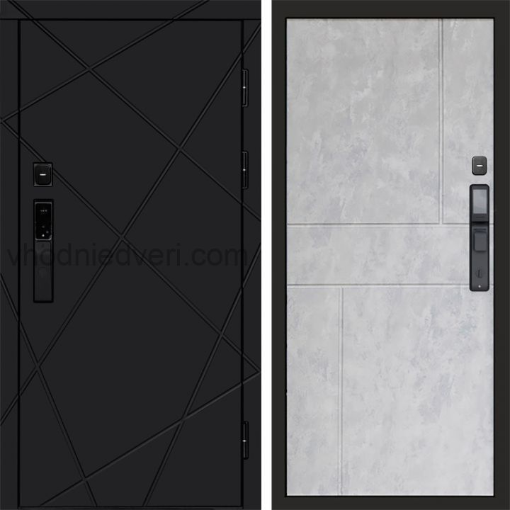 Входная дверь Termo-door ЛУЧИ BLACK с электрозамком - Горизонт Бетон светлый