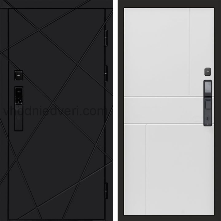 Входная дверь Termo-door ЛУЧИ BLACK с электрозамком - Горизонт Белый