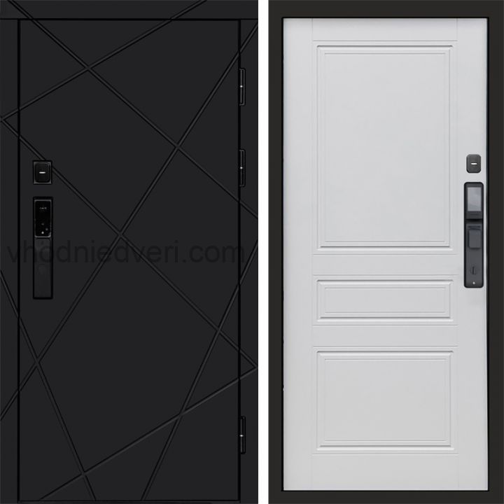 Входная дверь Termo-door ЛУЧИ BLACK с электрозамком - Классик Белый софт