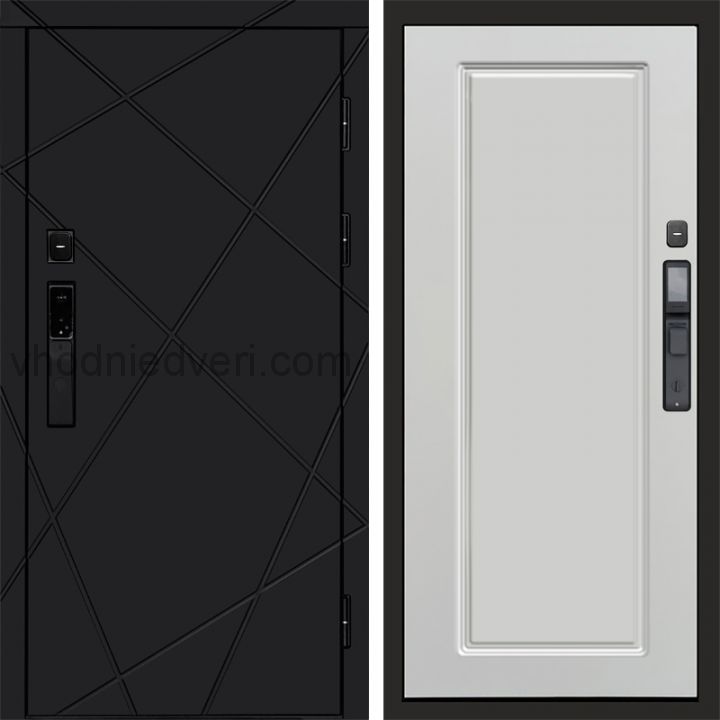 Входная дверь Termo-door ЛУЧИ BLACK с электрозамком - Гранд Белый софт