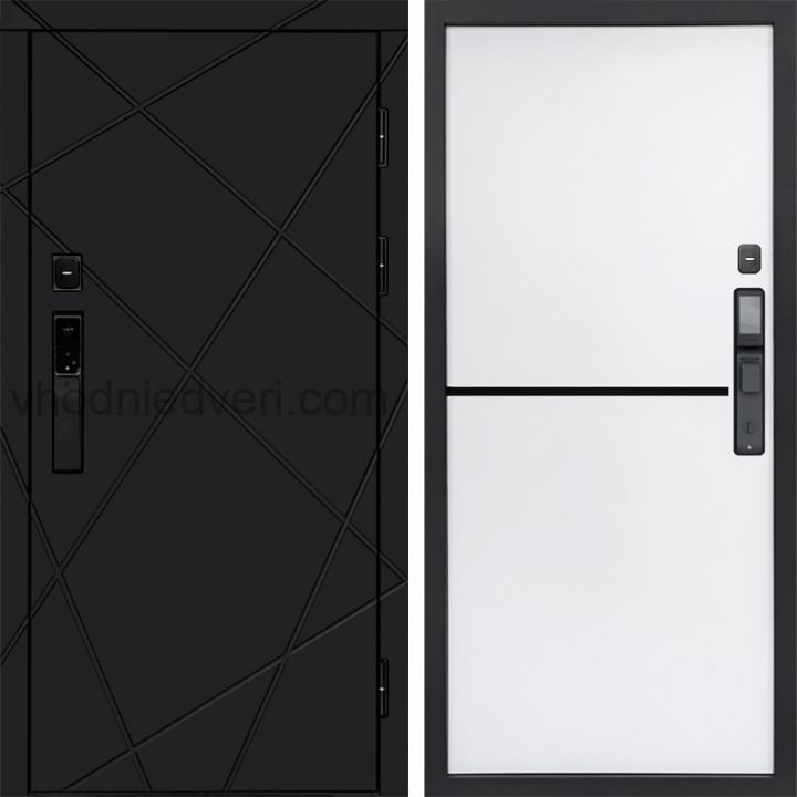 Входная дверь Termo-door ЛУЧИ BLACK с электрозамком - Нео White