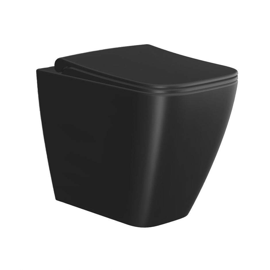 Изображение Унитаз безободковый приставной GSI NUBES 961011 350 мм х 520 мм, без крепления, чёрный матовый