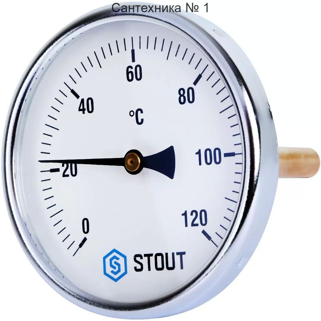 Термометр биметаллический с погружной гильзой Stout (корпус ? 100 мм, гильза 100 мм)