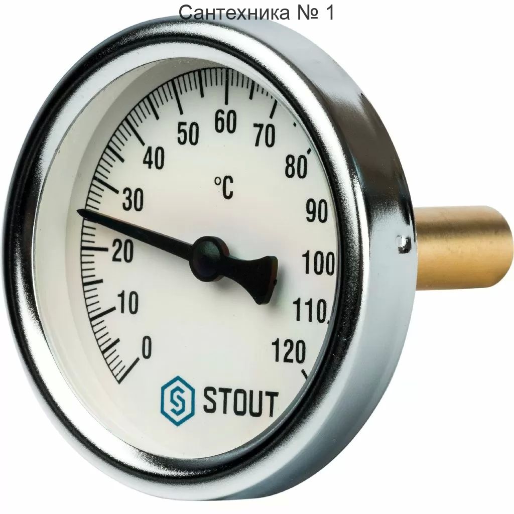 Термометр биметаллический с погружной гильзой Stout (корпус ? 63 мм, гильза 50 мм) SIM-0001-635015