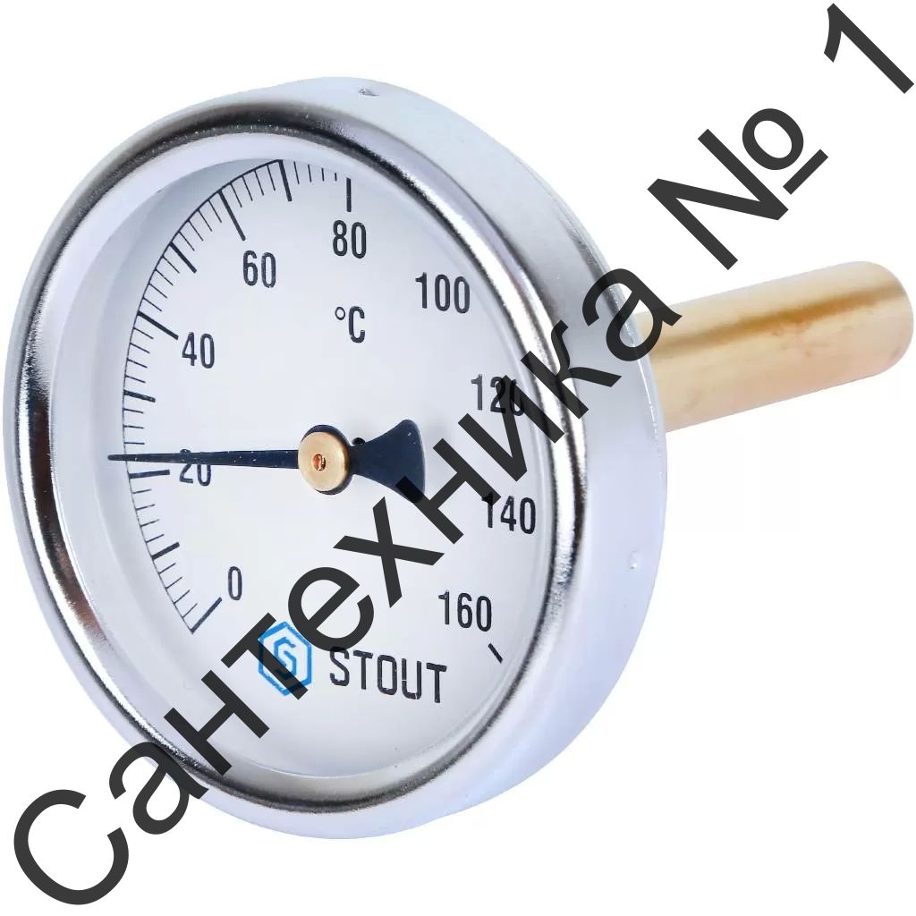 Термометр биметаллический с погружной гильзой Stout (корпус ? 63 мм, гильза 75 мм)