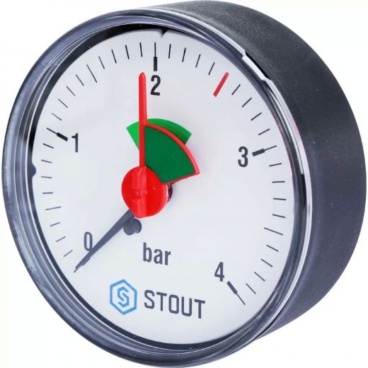 Манометр аксиальный с указателем предела Stout (корпус ? 63 мм)