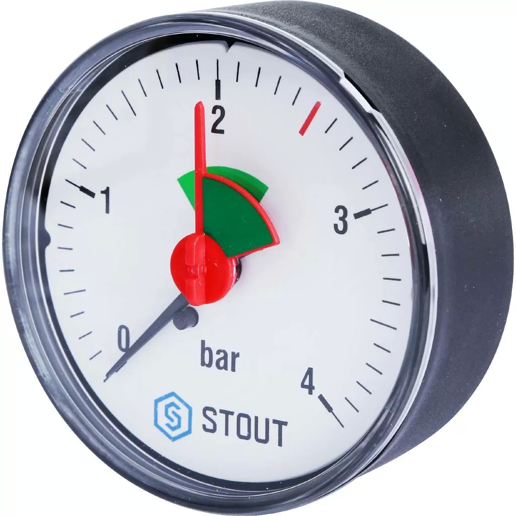 Манометр аксиальный с указателем предела Stout (корпус ? 63 мм)