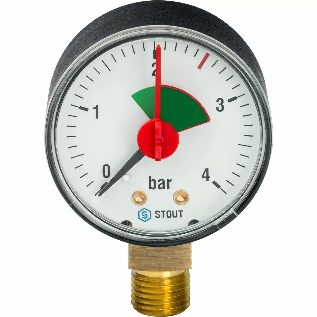 Манометр радиальный с указателем предела Stout (корпус ? 63 мм) SIM-0008-630408