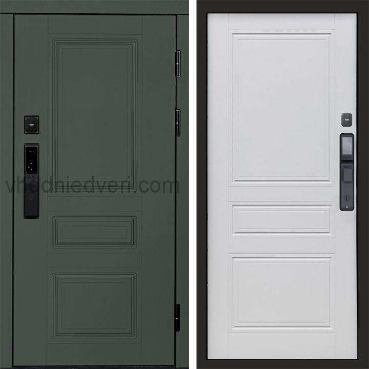 Входная дверь Termo-door ОРЕГОН GREEN с электрозамком - Классика Белое дерево