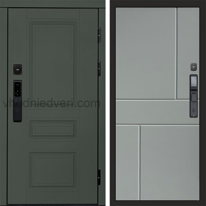 Входная дверь Termo-door ОРЕГОН GREEN с электрозамком - Горизонт Грей софт