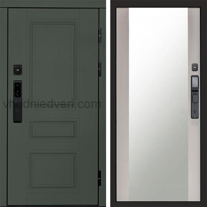 Входная дверь Termo-door ОРЕГОН GREEN с электрозамком - Зеркало Лиственница