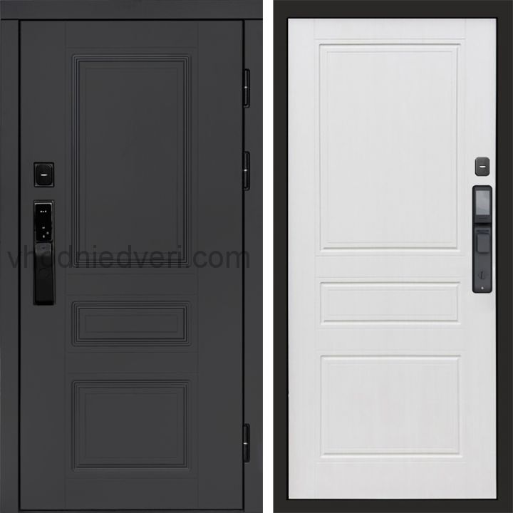 Входная дверь Termo-door ОРЕГОН ГРАФИТ с электрозамком - Классика Белое дерево