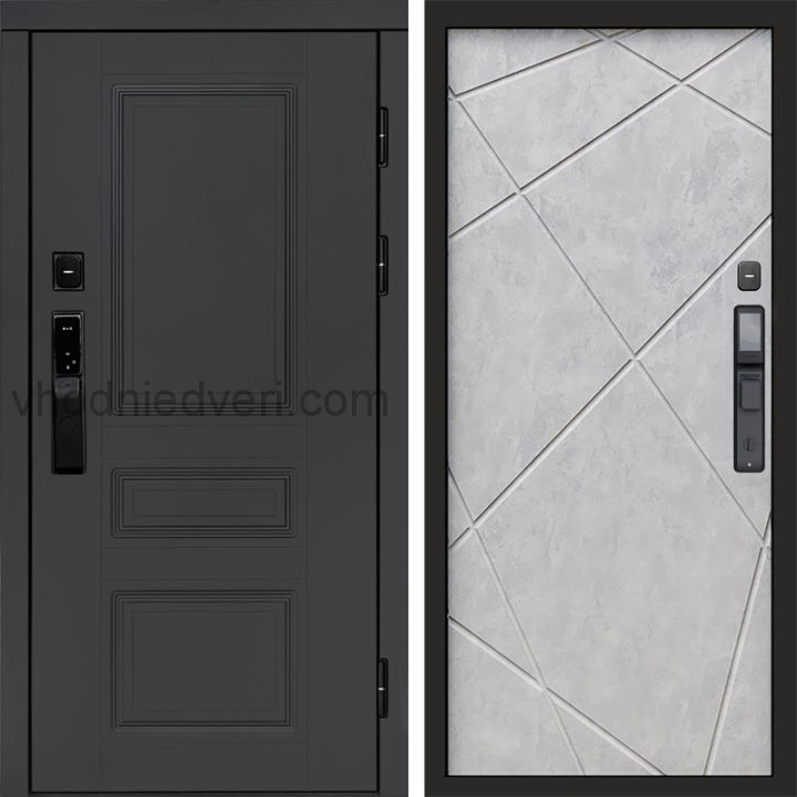 Входная дверь Termo-door ОРЕГОН ГРАФИТ с электрозамком - Лучи Бетон светлый