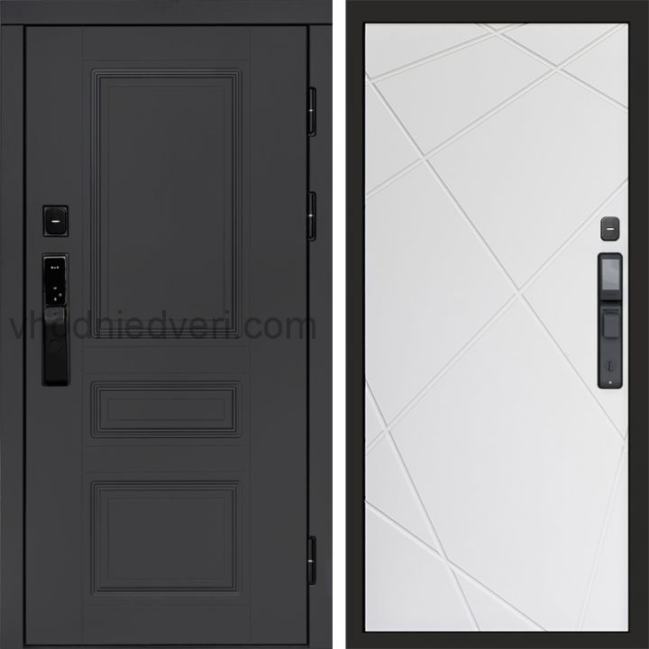 Входная дверь Termo-door ОРЕГОН ГРАФИТ с электрозамком - Лучи Белый