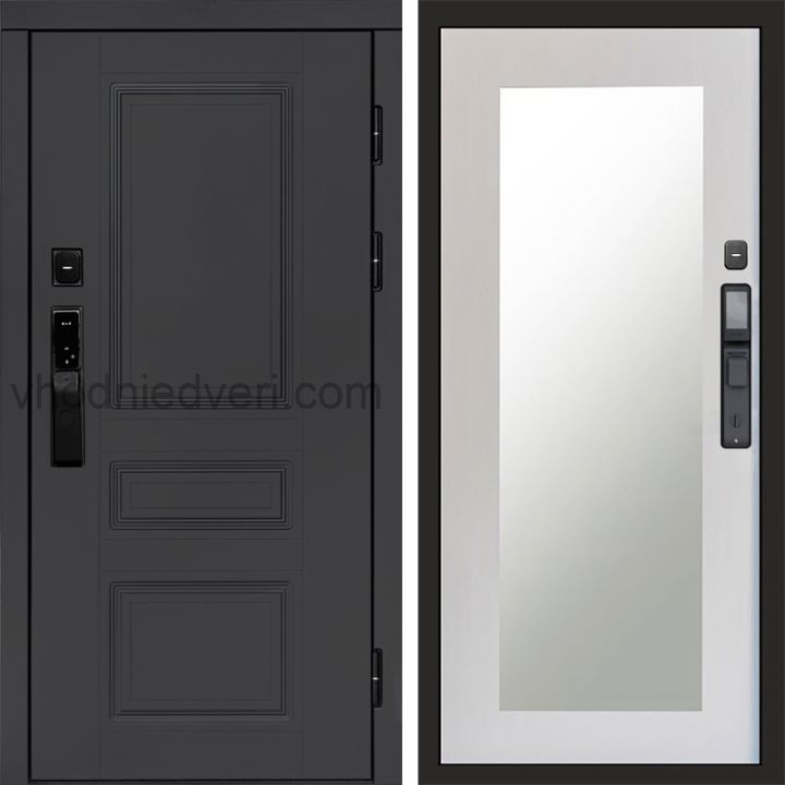 Входная дверь Termo-door ОРЕГОН ГРАФИТ с электрозамком - Зеркало Триумф Лиственница