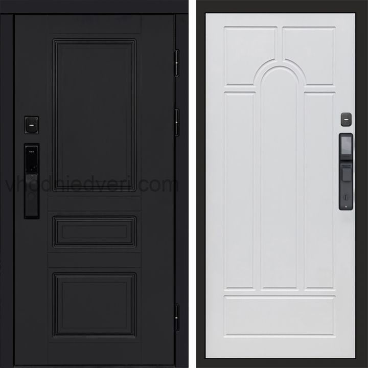 Входная дверь Termo-door ОРЕГОН BLACK с электрозамком - Арка Белое дерево