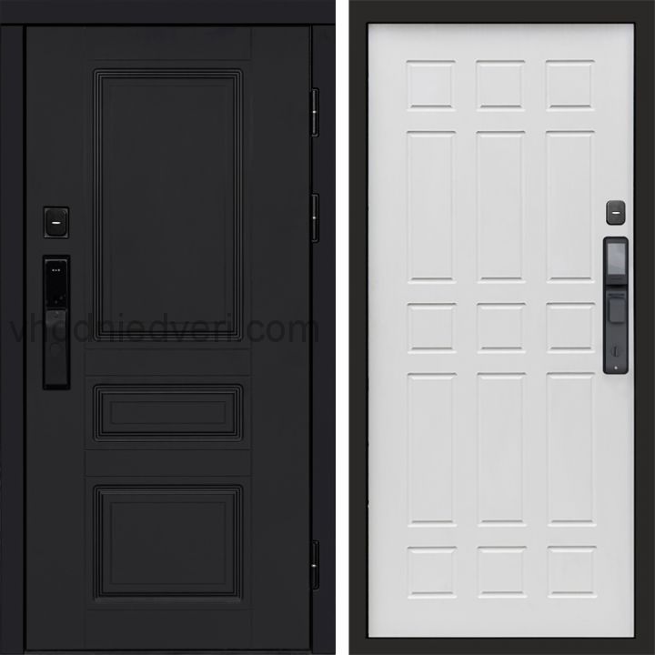 Входная дверь Termo-door ОРЕГОН BLACK с электрозамком - Спарта Белое дерево